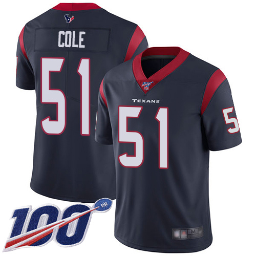 Houston Texans Limited Navy Blue Men Dylan Cole Home Jersey NFL Football #51 100th Season Vapor Untouchable